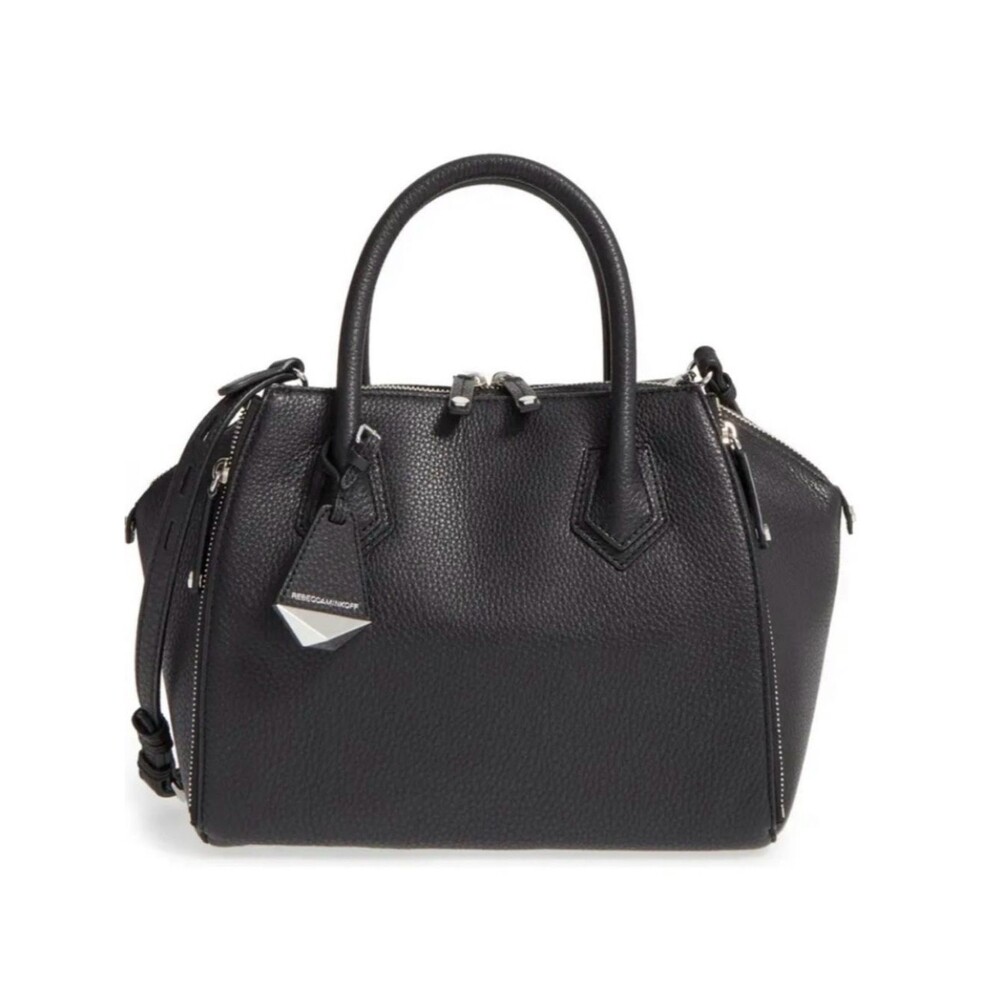 Rebecca Minkoff Black Pebbled Leather Perry Satchel Tote